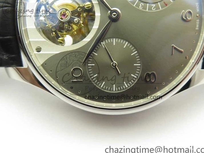 MIROTIME 0809 Portuguese Tourbillon IW5046 SS ZF Best Edition Gray Dial on Black Leather Strap SunProtective 7147